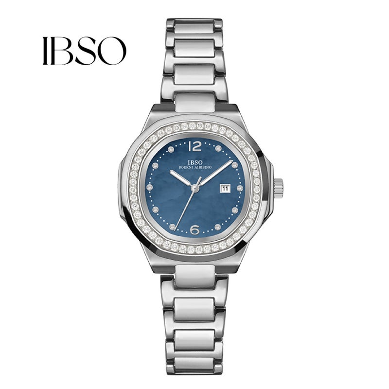 Ibso Aibisino New Square Large Dial Steel Strap Women'S Strap Calendar Shell Diamond Factory - Image 1